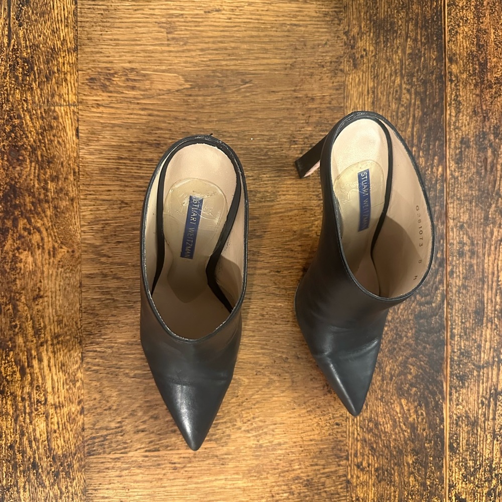 Stuart Weitzman Black Leather Mules - Picture 4 of 9